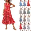 Women's Casual And Fashionable V-neck Sleeveless Printing Mid Length Dress