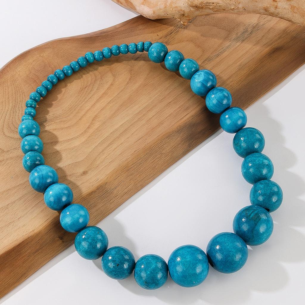 Geometric Handmade Beaded Necklace For Women Men With Large Wooden Balls Art Jewelry