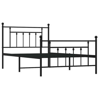Metal Bed Frame with Headboard and Footboard Black 100 X 200 Cm