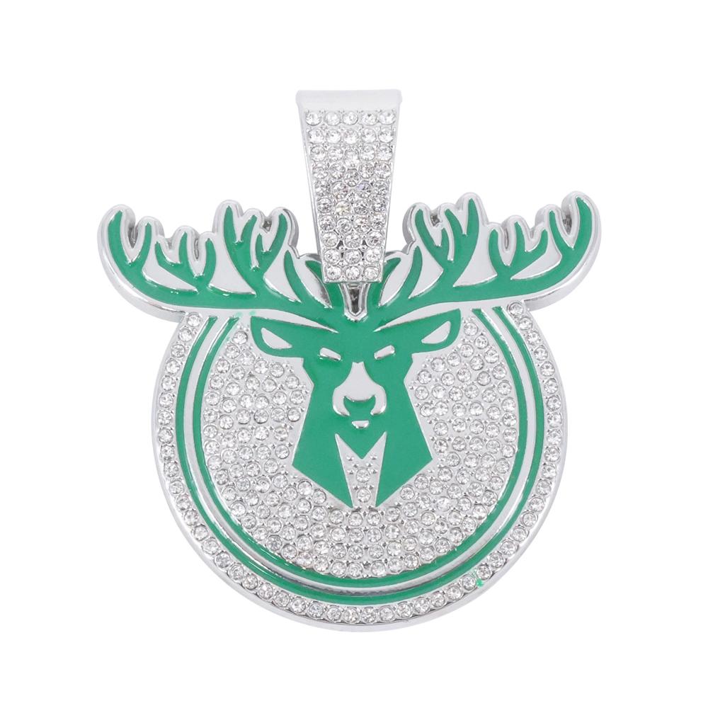 Hip Hop Szarvasfej Medálos Nyaklánc, 13mm Kristály Kubai Lánccal HipHop Jégkockás Csillogó Nyakláncok Férfiaknak Nőknek Állat Amulett Ékszer