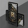 Golden Lucky Letter R Tempered Glass Phone Case Suitable for Samsung Galaxy S26 S25 S24 S22 S21 S20 FE/Ultra/Plus Anti Drop