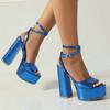 Women High Heeled Sandals Platforms Chunky Heels Ladies Sandals Summer Party Shoes