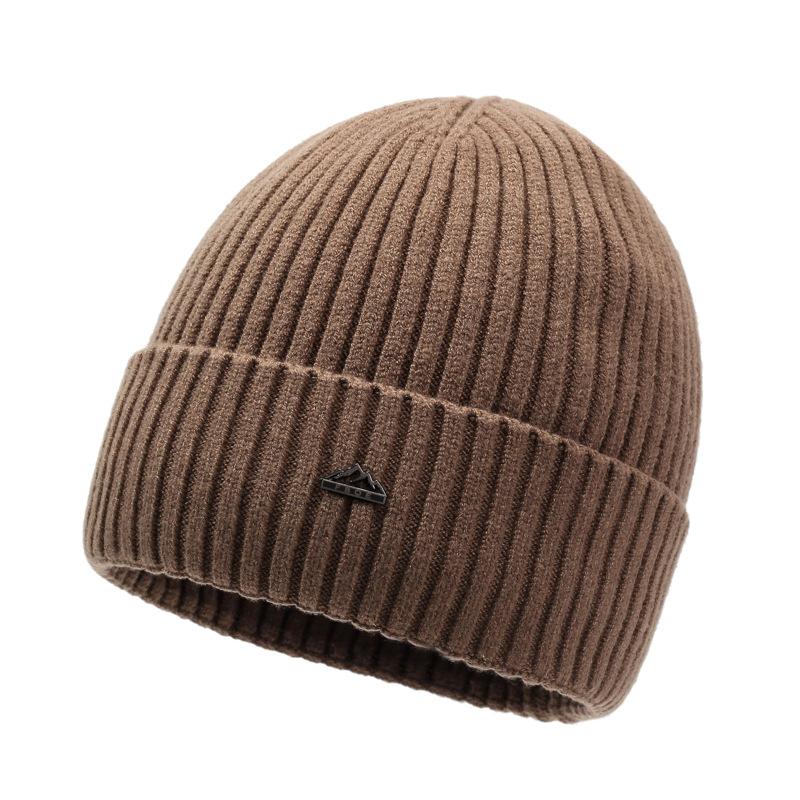 Men's Winter Knitted Hat Velvet Thick Warm Wool Hat Ear Protection Hat Outdoor Riding Windproof Hat