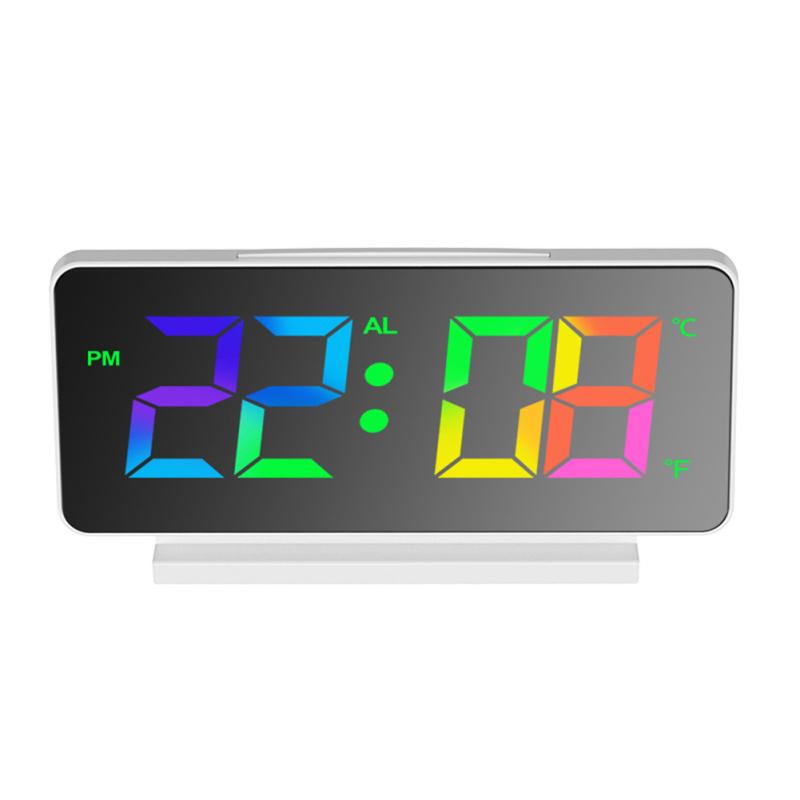 Digital Alarm Clock Colorful Screen Large Display Modern Desk Electronic Clock For Bedroom Home
