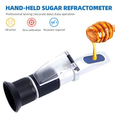 0-80% Handheld Honey Refractometer ATC Brix Meter Sugar Concentration Tester Portable Brix Sugar Test Tool for Fruit Sweetness