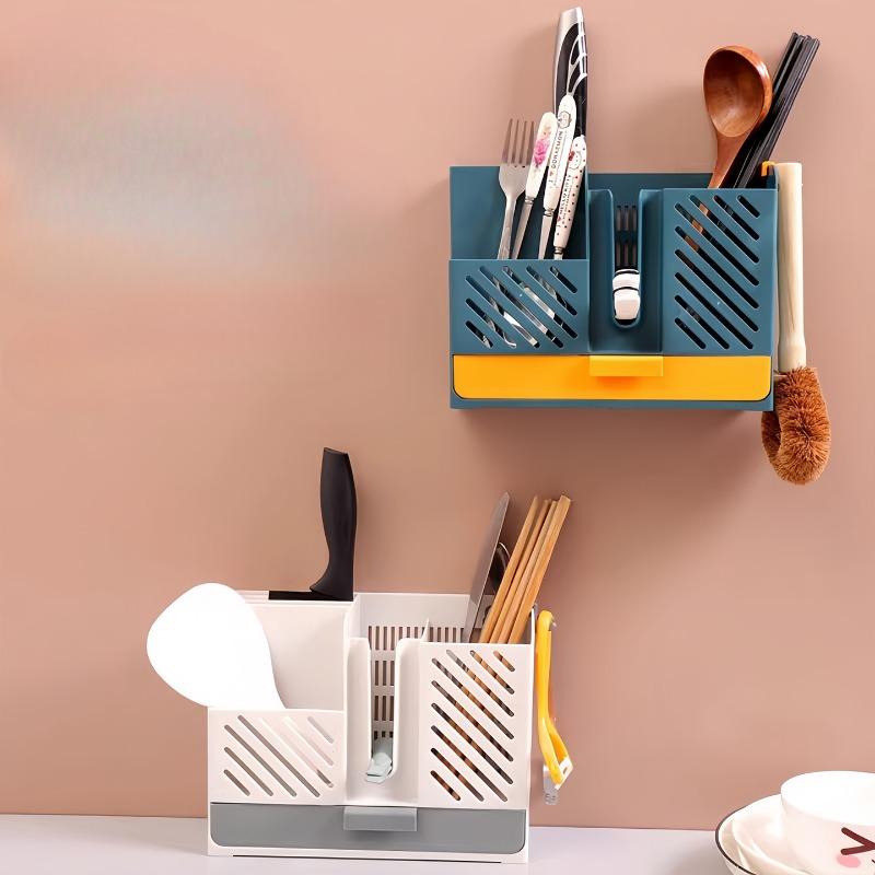 Wall-mounted Chopstick Storage BoxDraining Chopstick Cage Household Kitchen Non-drilling Storage Rack