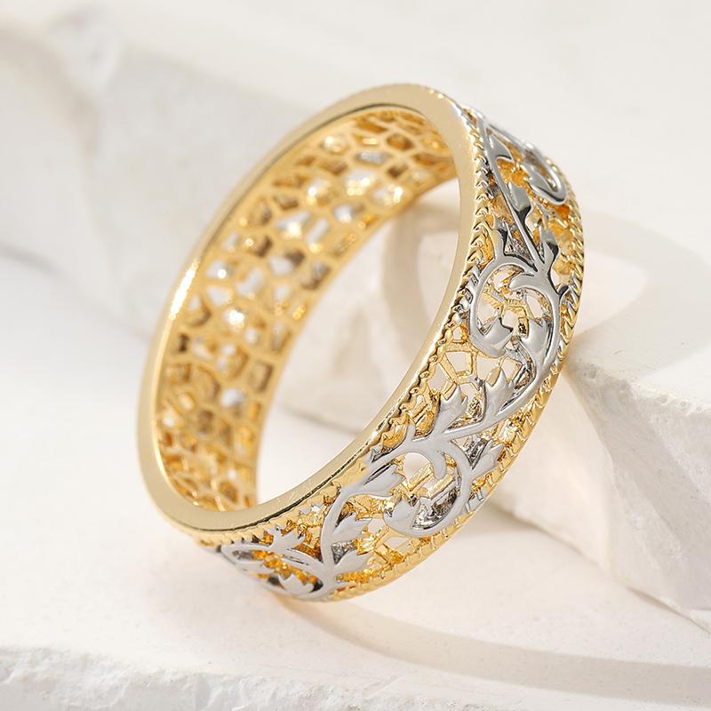 Gorgeous Exquisite Hollow Bridal Wedding Ring for Women Hand Carved Temperament Elegant Banquet Anniversary Jewelry Accessories