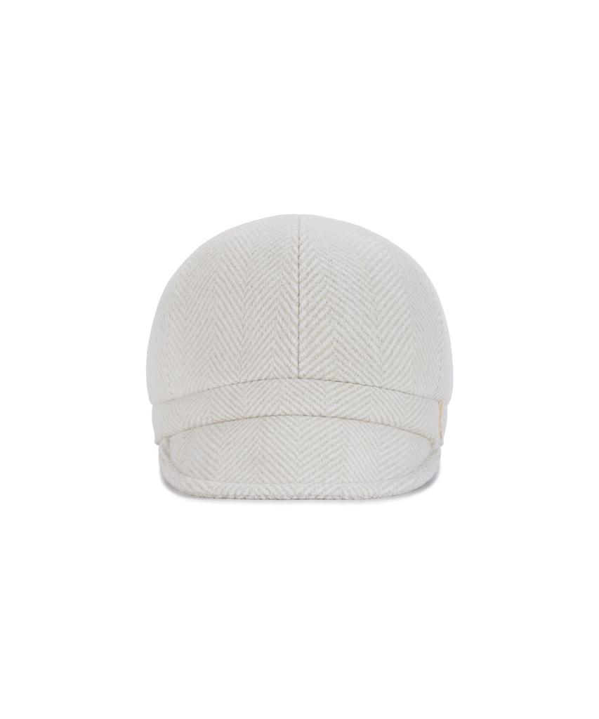 Bajal Va Studded Herringbone Slim Newsboy Cap Ivory