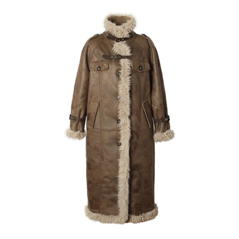 Trendy High-end Women's Winter Coat New Thickened Plush Long Overcoat