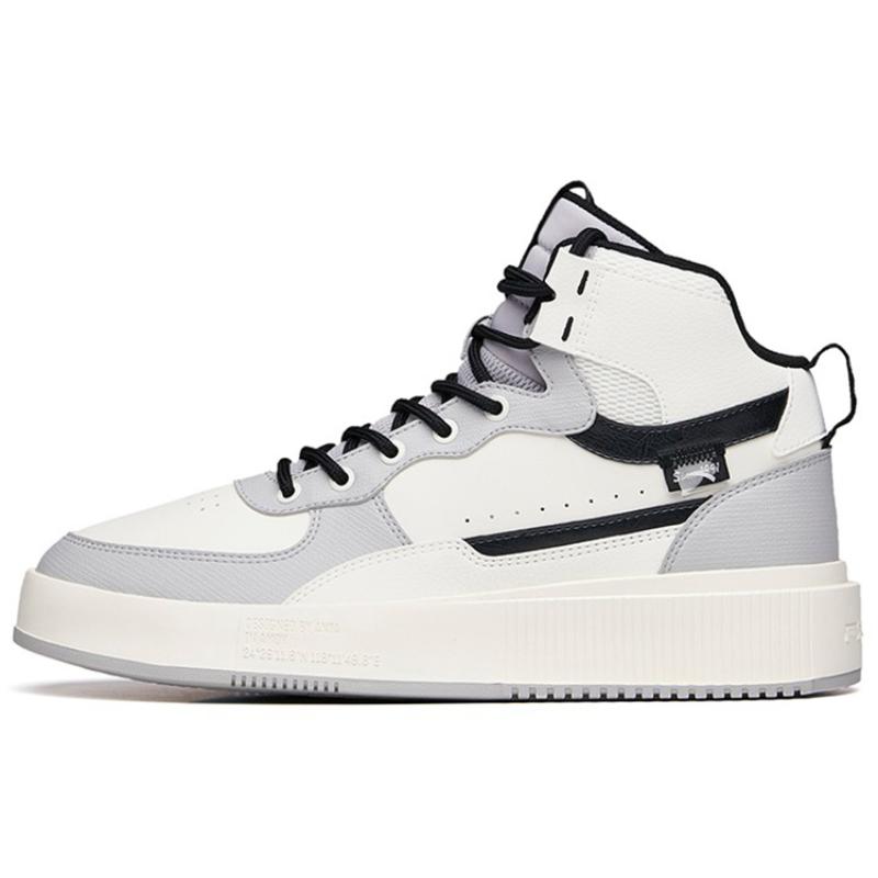Anta Anti Slip Wear Resistant High Top Skateboard Shoes Men's White Gray Sneakers 912238011-2