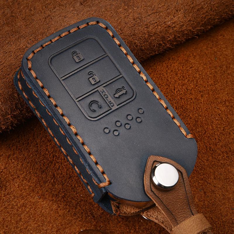 Leather Smart Remote Car Key Case Cover For Honda Vezel City Civic Jazz Brv Br-V Hrv Key Case 2Btn Car Accessories