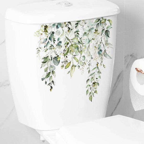 Decal Self Adhesive Strong Stickiness Waterproof Removable Plant Leaves Flowers Toilet Lid Sticker