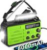 Crank Radio Emergency, Portable Solar Radio with AM/FM, Torch, Compass, Rechargeable Battery, SOS Alarm for Power Outage, Camping, Outdoor 8000 mAh