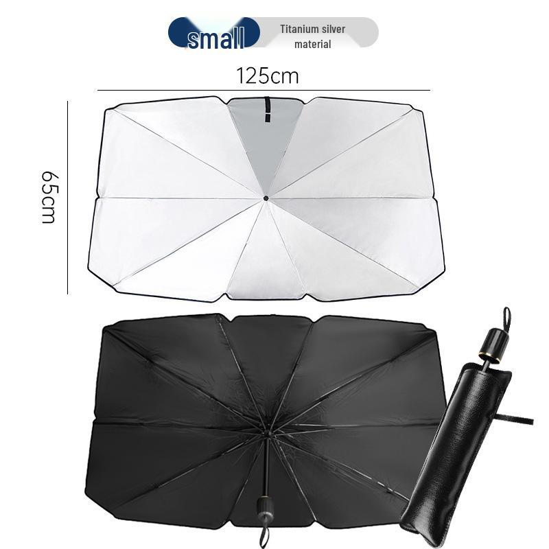 TItanium Silver Folding Car Sunshade for Front Windshield Sun Protection and Heat Insulation