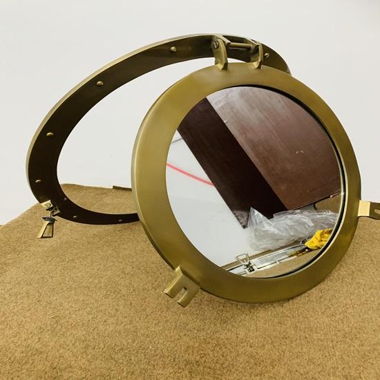 Nautical Porthole Antique Plated Canal Boat Porthole-Window Ship Round Mirror Wall Decor