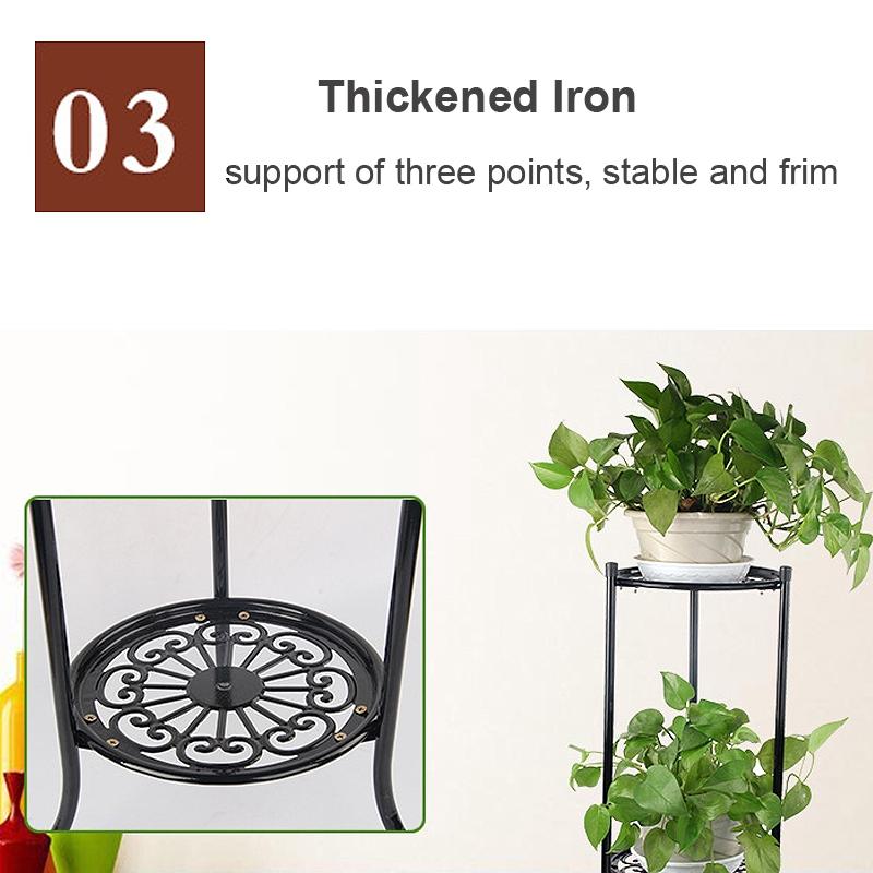 2 Tier Metal Plant Stand Shelf Elegant Display Garden Balcony Flower Pot Shelf Rack Holder Home Indoor Decor Black/White