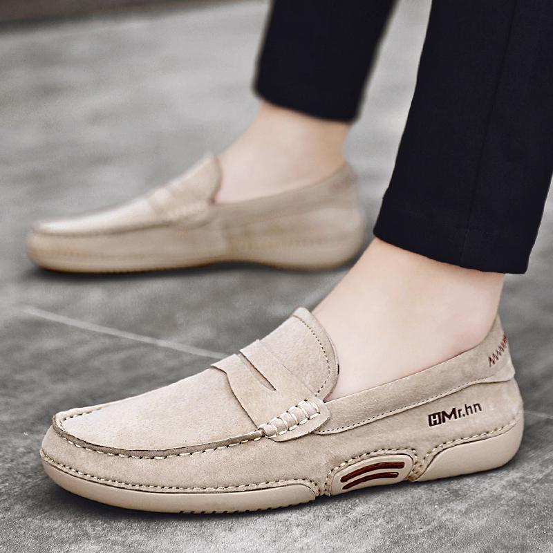 Fashion Hot Sale Men Casual Loafers Handmade Leather Moccasins Light Slip on Male Wedding Shoes All-match Matching Mens Driving Shoes