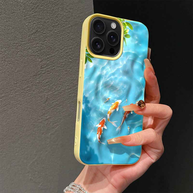 Goldfish Pond Ripple Pattern Phone Case For iPhone 17 16 Pro Max 15 14 13 11 12 17 PROMAX Plus Silicone Cover Fashion Case
