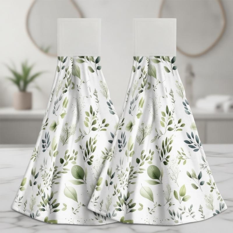Hanging Hand Towel Set Of 2 Soft Quick Dry Absorbent Fiber Towels For Bathroom Kitchen Cleanup Housewarmings Gift