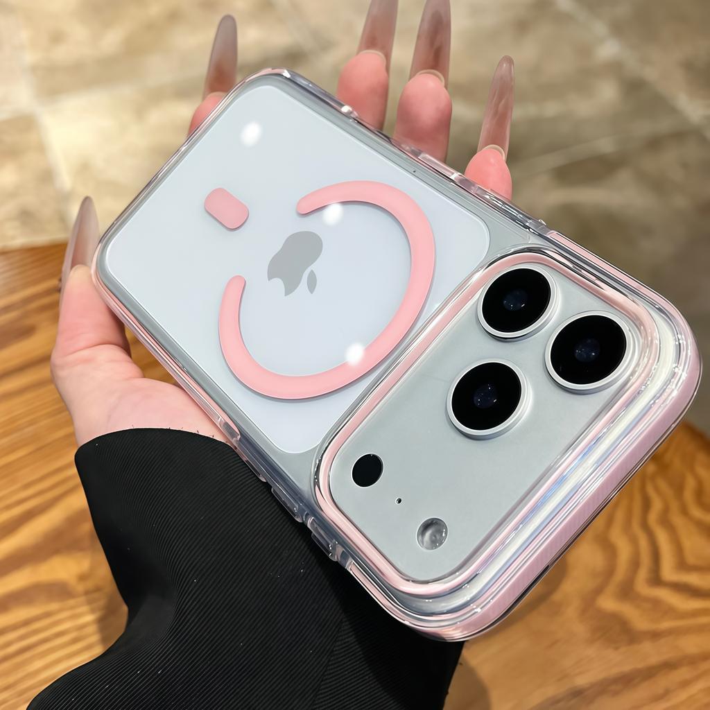 Applicable to iPhone17PROMAX mobile phone case transparent ice crystal two-color magnetic suction Apple 16 airbag anti-drop 15 sheath