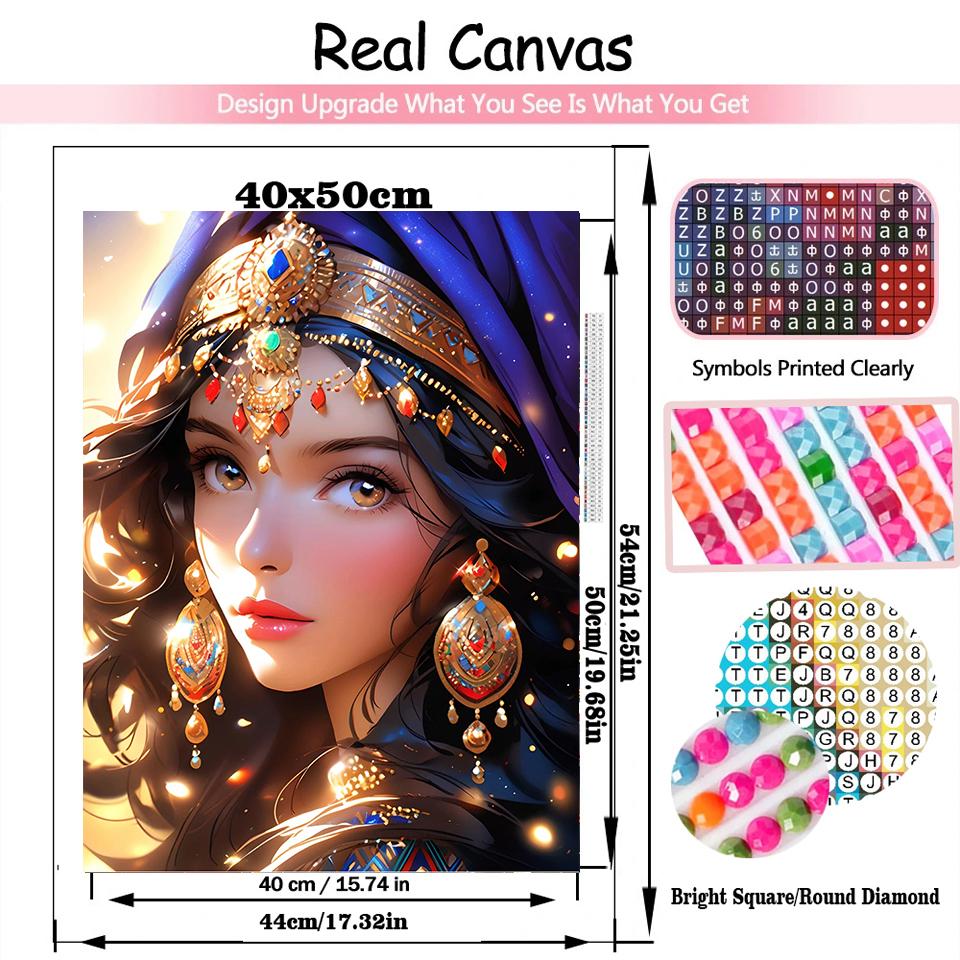 New 2024 Diamond Painting Middle Eastern Woman Full Square Cross Stitch Embroidery Exotic Portrait Mosaic Handmade Home Decor