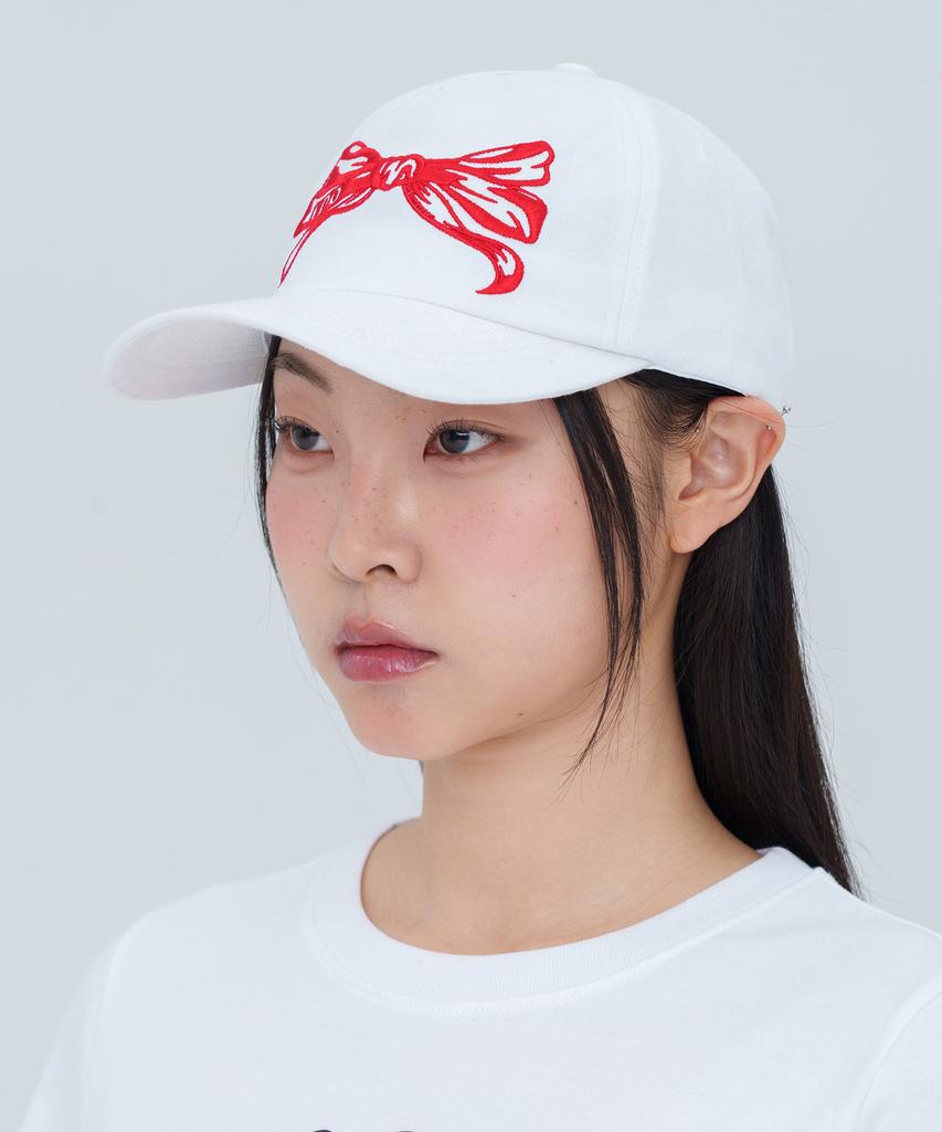 VIDEO JOCKEY Ribbon Ribbon Ball Cap [Off-White]