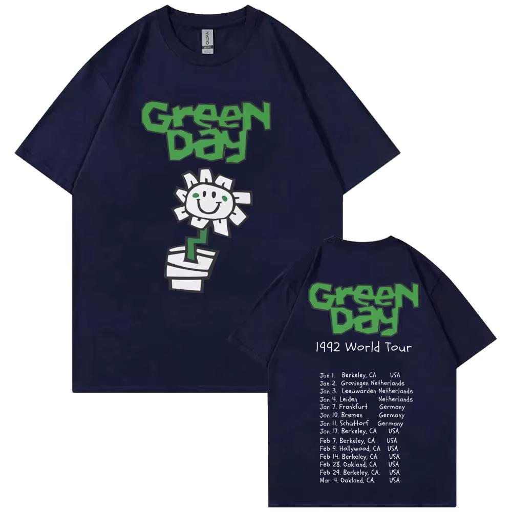 Beste Berühmte Punkband Green Day 1992 Welttournee T-Shirts Herren Vintage Gothic Rock T-Shirt Damen Baumwolle Oversized T-Shirts