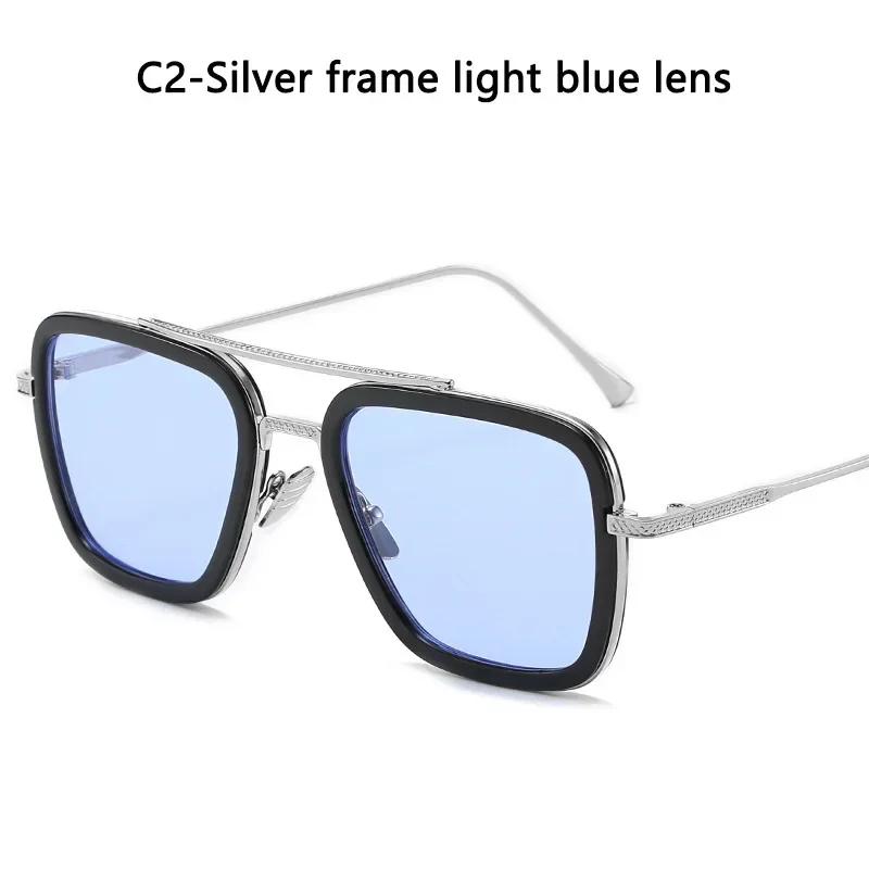 Steam Punk Tony Stark Sunglasses Men Women Fashion Square Driving Glasses Unisex Metal Frame Trendy Shades Sun Glasses
