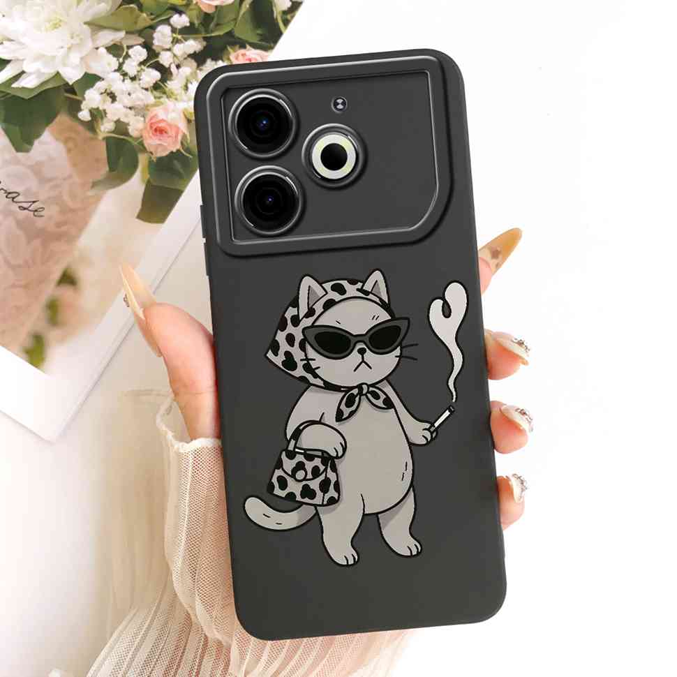 For Tecno Pova 6 Neo Case Pink Cherry Cartoon Silicone Phone Casing Tecno Pova6 Neo 6Neo LI6 Case Protection Back Cover