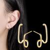 Geometric Stud Earrings with Diamonds Design Temperament Fashion High-end Light Luxury Shape