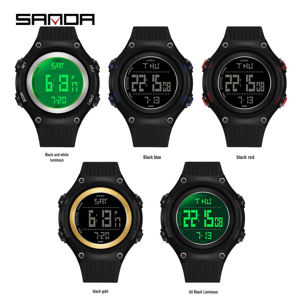 Sanda Student Countdown Multifunctional Waterproof Sport Watch with Alarm and Night Light