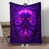 Purple Cthulhu Octopus with Red Eyes Mythical Creature Fleece Blanket Dark Fantasy Art Soft Plush Throw Blanket for Horror Fans