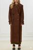 Stilvoller Handgefertigter Party Lammfell Damenmantel Brauner Wildleder Trench Echt