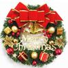 Festive Merry Christmas Wreath Garland With Red Bowknot And Gold Bells For Door Decor