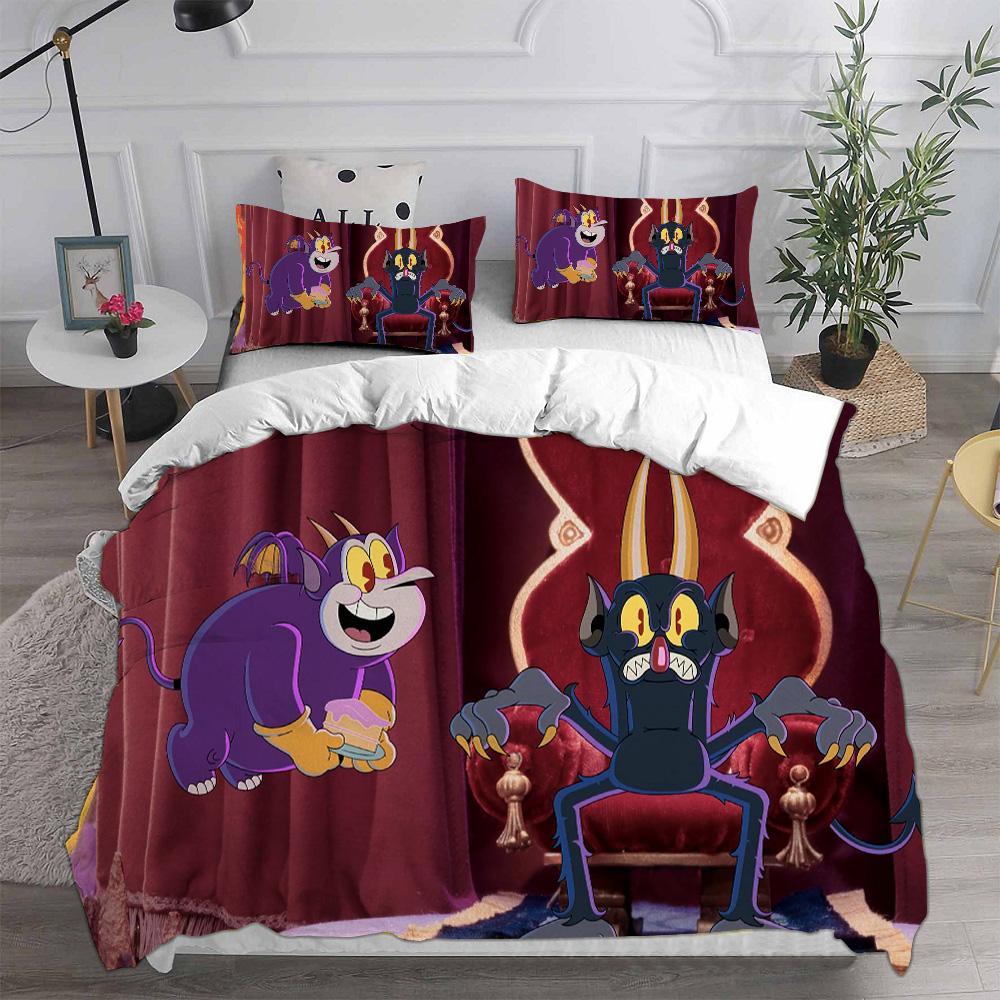 Nieuwe 3D Print Game Cartoon Cuphead Beddengoed Sets Dekbed Dekbedovertrek Bedovertrek Kussensloop 2-3 Stuks Sets Kinderen Volwassen Maat
