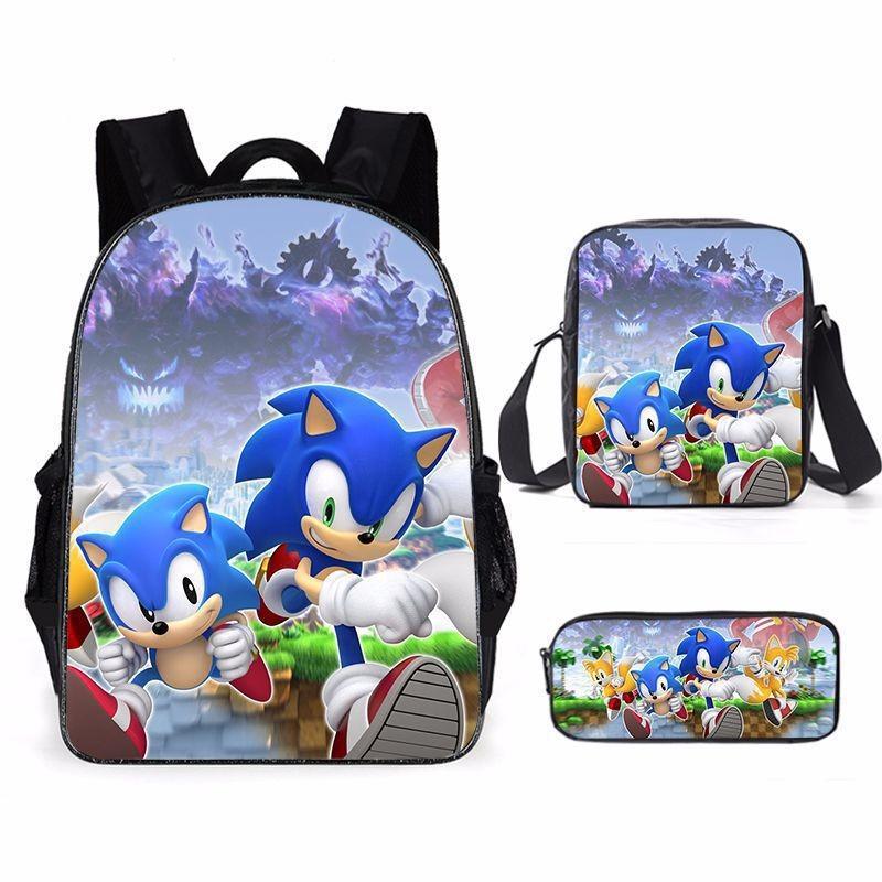 Sonic Cartoon Schulranzen-Set Mit Oxford-Stoff Atmungsaktiv Leicht Für Kinder Schulgebrauch