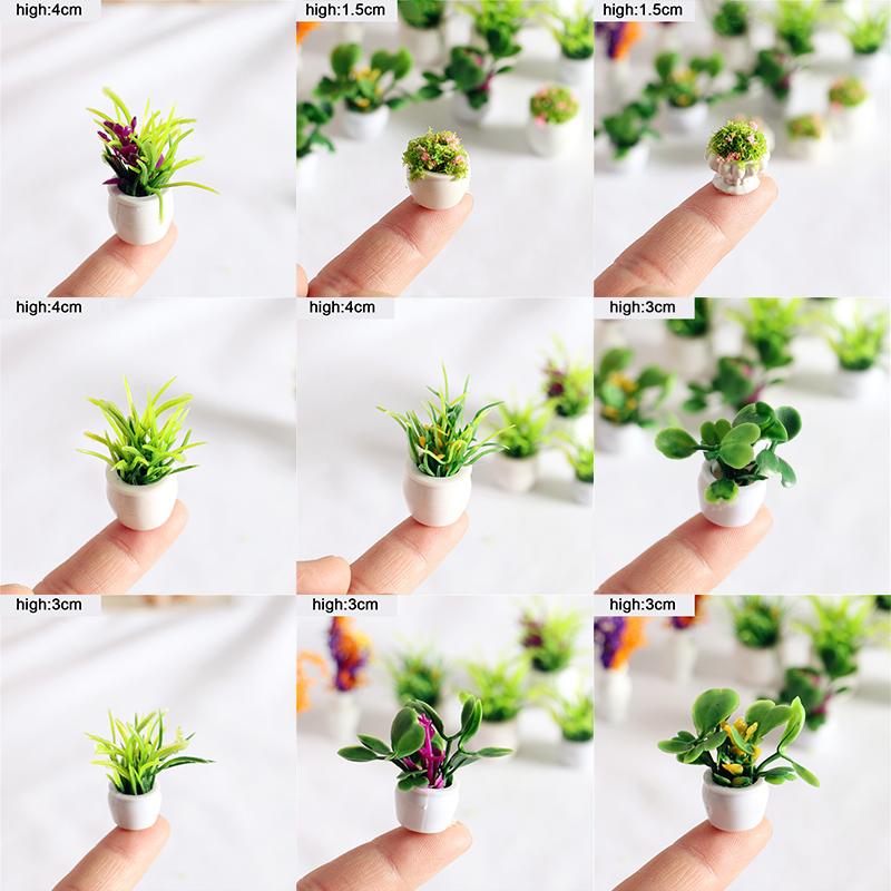 12 Style 1:12 Dollhouse Mini Plant Pot Eco-Friendly Resin Home Decor Accessoires