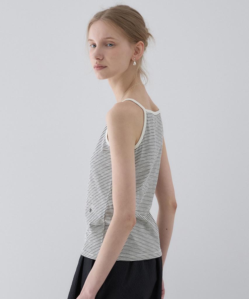 OURHOPE Halterneck Striped Sleeveless - Ivory