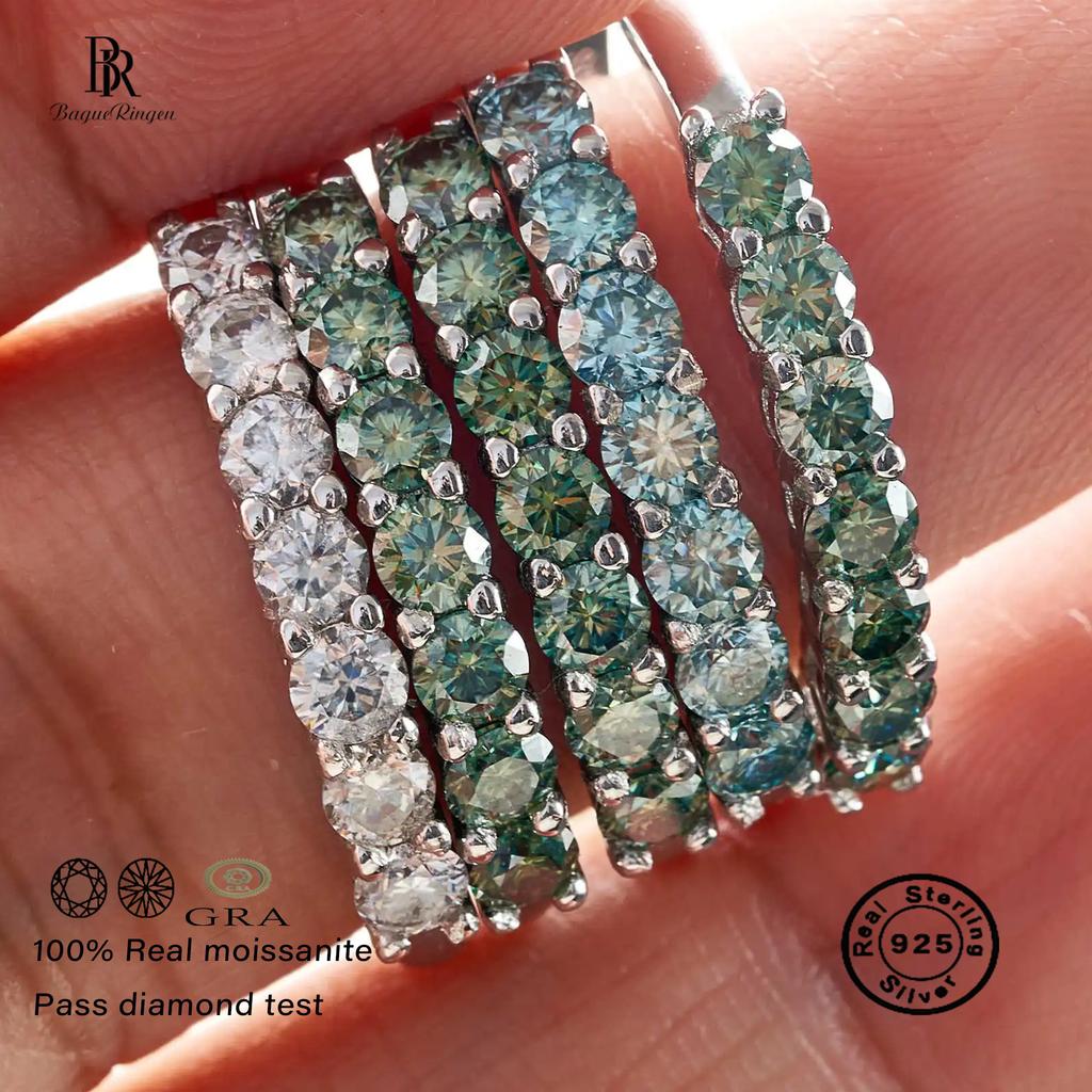 0.7CT D VVS1 EX Round Moissanite Ring 925 Silver Eternity Ring Women Engagement Wedding Luxury Band