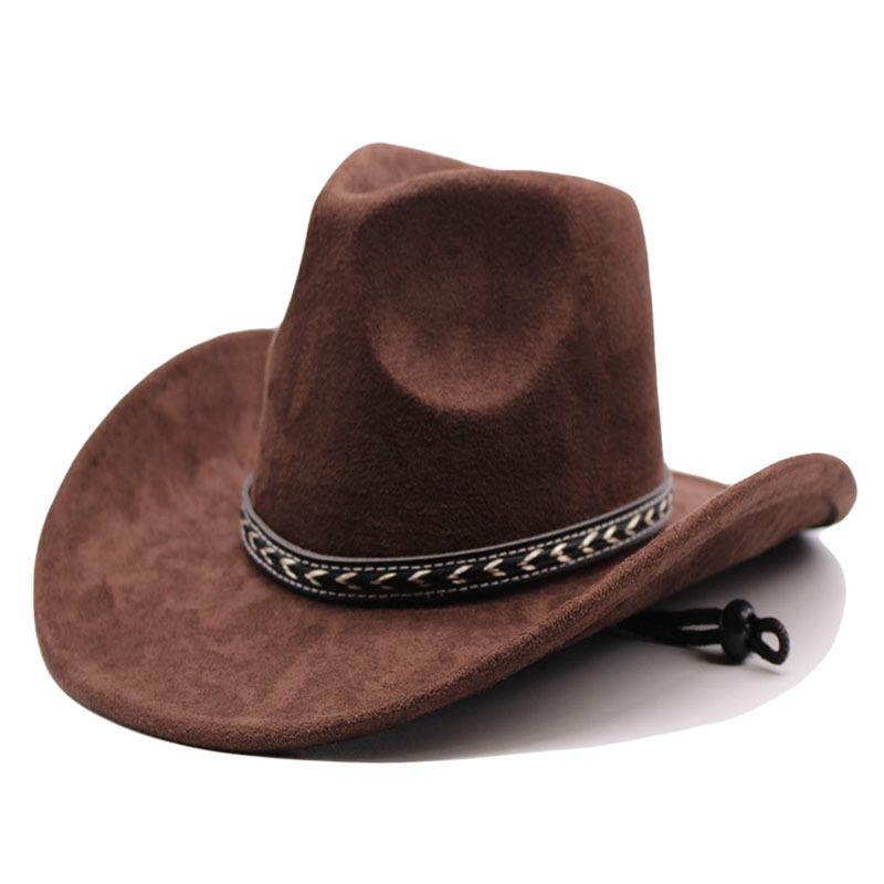 Minority style western cowboy hat men and women outdoor knight hat soft suede curled top hat