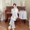 Spring and Summer Pajamas Women's New Ice and Snow Silk Pearl Lotus Leaf Doll Collar Sweet Short-sleeved Shorts Trousers Three-piece Set