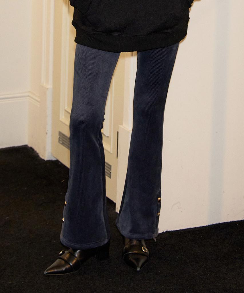 SALON DE YOHN Velvet Boots Cut Pants_ Deep Blue