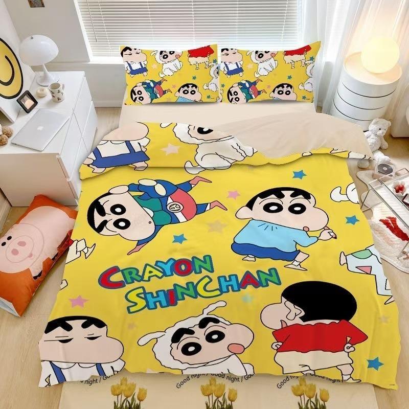 Cute Crayon Shin Chan ,Microfibre Bedding Sets, Children's Bed Duvet Cover with Zip Room Decor Duvet Cover for Teenagers Adult