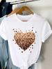 (Tamaño asiático) Camiseta para mujer, tendencia de corazón de amor, estilo 90s, Top de manga corta con estampado de moda, ropa informal para mujer, camisetas gráficas para mujer