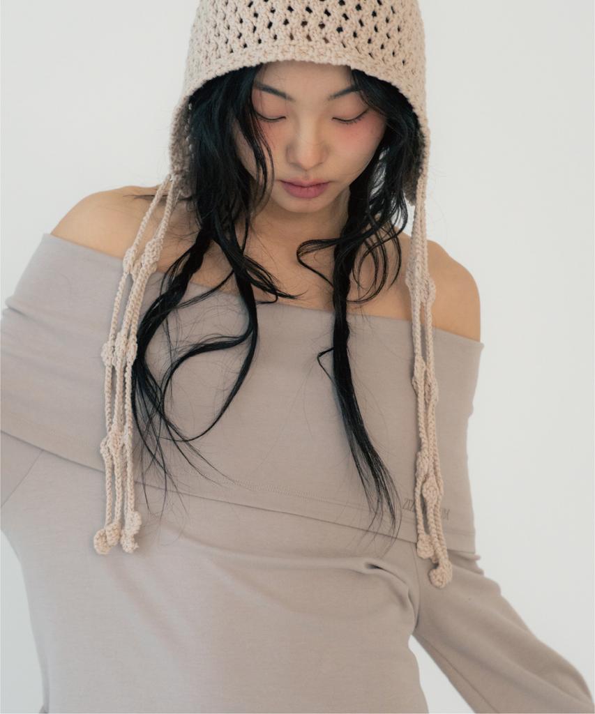 ZIZEMUSEUM Jellyfish Strap Beanie (Beige)