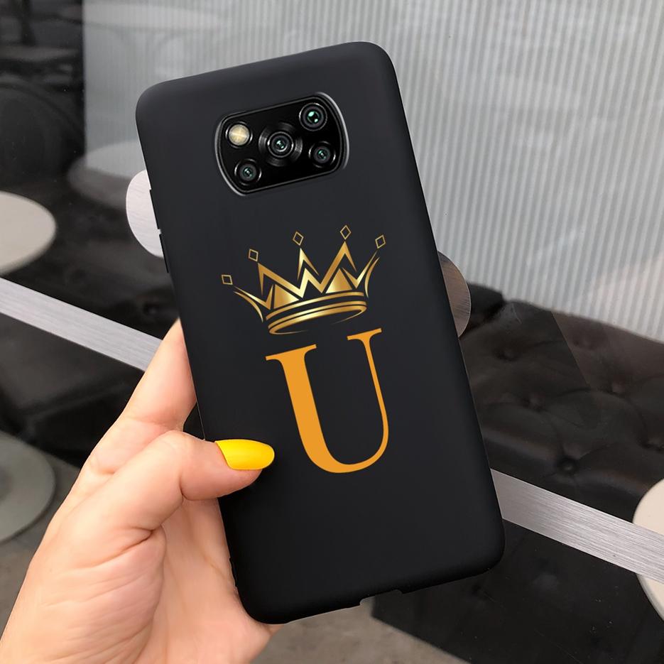 For Xiaomi Poco X3 Case Luxury Crown Letters Covers Soft Silicone Phone Case For Xiaomi Poco X3 Pro PocoX3 NFC Back Cover Bumper