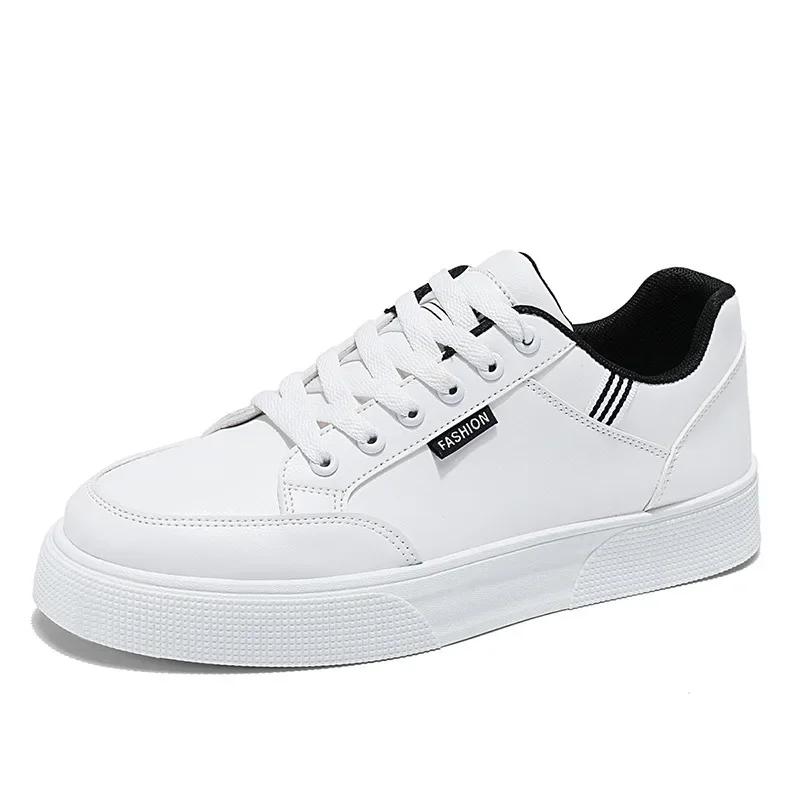 Mode Frühling 2025 Herren Modische Vielseitige Weiße Sneaker Große Größe Freizeitschuhe Trendige Flacher Absatz Zementboden Abriebfest