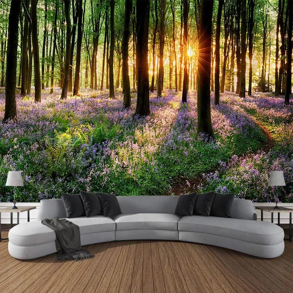 Sunshine Forest Tapestry Wall Hanging Cloth Home Art Decoration Living Room and Bedroom Background Blanket Wallcloth