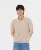 MAKEITTO Striped Texture Collar Knit Short Sleeve T-Shirt_Beige