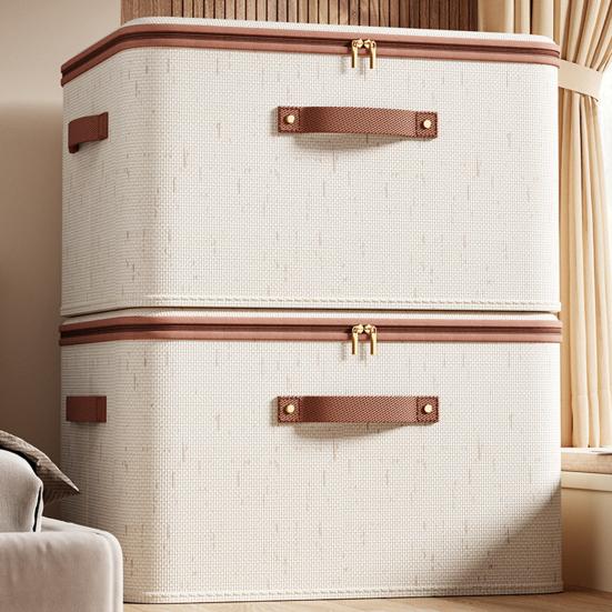 Storage Bin Dual-Opening Zipper Design Storage Container Large Capacity Fabric Reinforced Stackable Organizer
